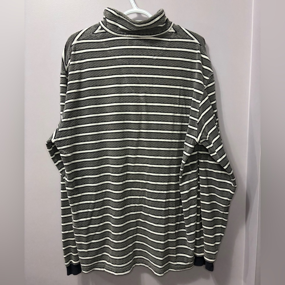 Vintage Guess Jeans Striped Quarter Zip Polo Long Sleeve Velour Textured Shirt - Picture 3 of 5